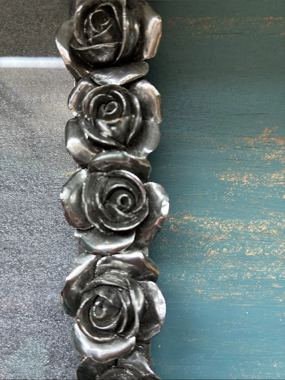 Vintage Silver Rose Picture Frame 5x7 Sculpted 3D Floral
